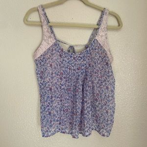 Abercrombie floral and lace purple tank top large